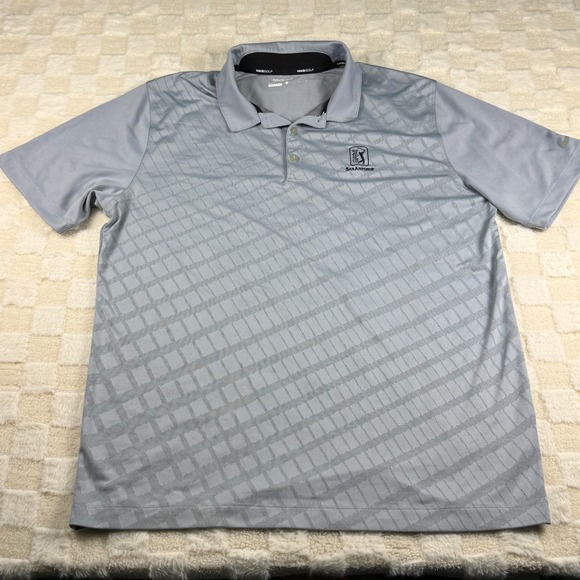 Nike Golf Men's Polo Shirt‎ Large Gray TPG San Antonio Logo Dri Fit - Picture 1 of 11